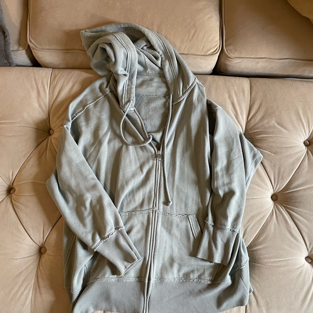 Aerie Greenish Hoodie Zip Up Oversized